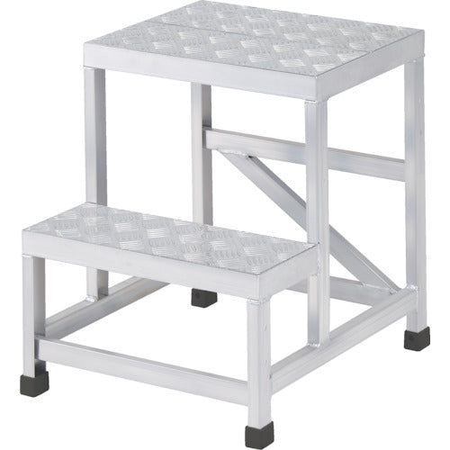 TRUSCO アルミ製溶接一体構造型作業台 二段縞板タイプ(完成品) W500×D600×H600