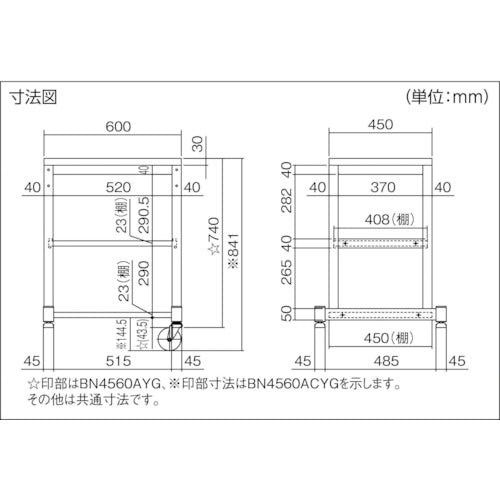 TRUSCO BN型小型作業台 450X600XH740 ヤンググリーン色