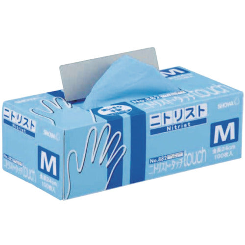 SHOWA ニトリルゴム使い捨て手袋 No882 ニトリスト・タッチ100枚入 Sサイズ