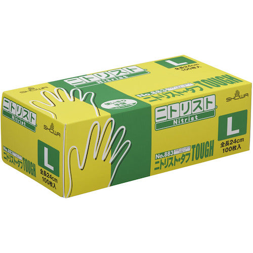 SHOWA ニトリルゴム使い捨て手袋 No883 ニトリスト・タフ100枚入 Lサイズ