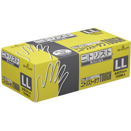 SHOWA ニトリルゴム使い捨て手袋 No883 ニトリスト・タフ100枚入 LLサイズ