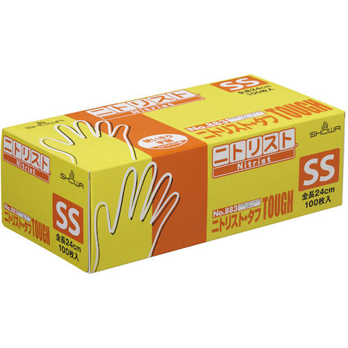 SHOWA ニトリルゴム使い捨て手袋 No883 ニトリスト・タフ100枚入 SSサイズ