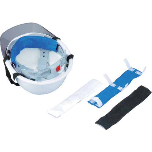 トーヨーセーフティ ヘルメット取付式汗取りデコパット 青 タオル地