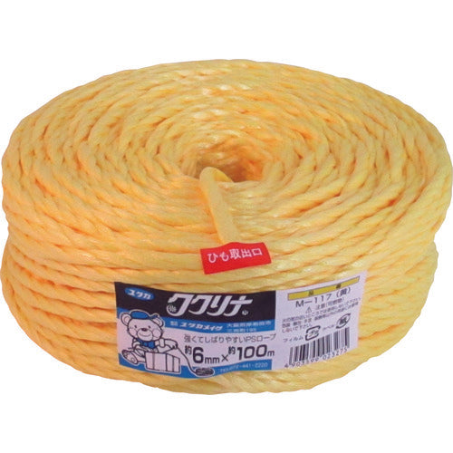 ユタカメイク 荷造り紐 PSロープ 6φ×100m 黄