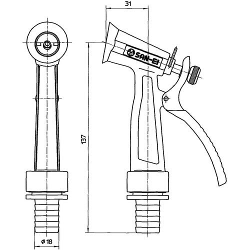 SANEI レバーノズル 直射・噴霧・止水 適合ホース：内径15mm