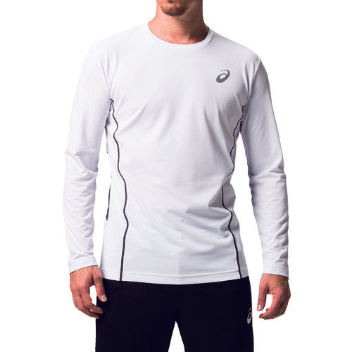 アシックス 長袖シャツ ウィンジョブR ロングスリーブクールトップ ブリリアントホワイト×ダークグレー