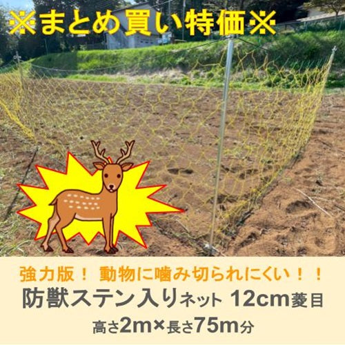 ※まとめ買い特価※　防獣ステン入りネット 12cm菱目 2m×15m(5枚セット)