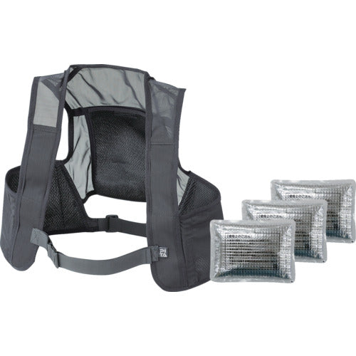 緑十字 ピタッと冷却ベスト 標準パッケージ ブラック フリーサイズ