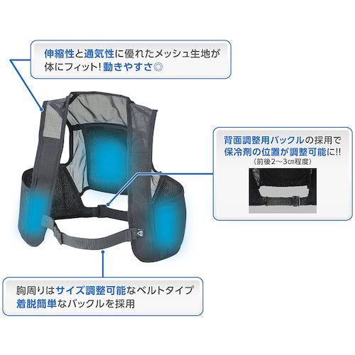 緑十字 熱中症 予防対策用品 ピタッと冷却ベスト 標準パッケージ XLサイズ ブラック 1セット(3個)