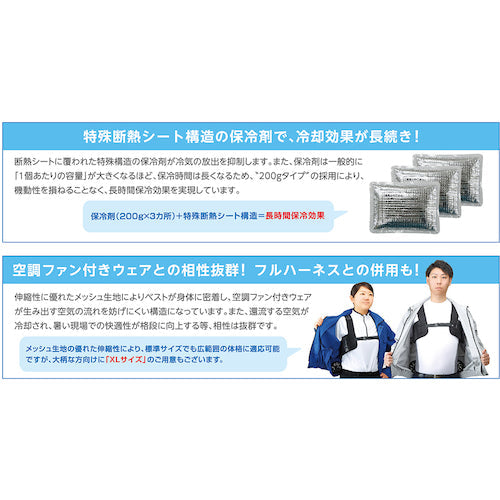 緑十字 熱中症 予防対策用品 ピタッと冷却ベスト 標準パッケージ XLサイズ ブラック 1セット(3個)