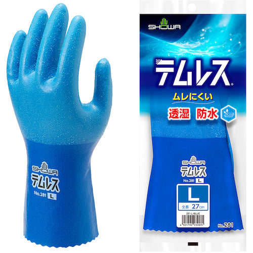 SHOWA ポリウレタン手袋 No281テムレス ブルー Lサイズ