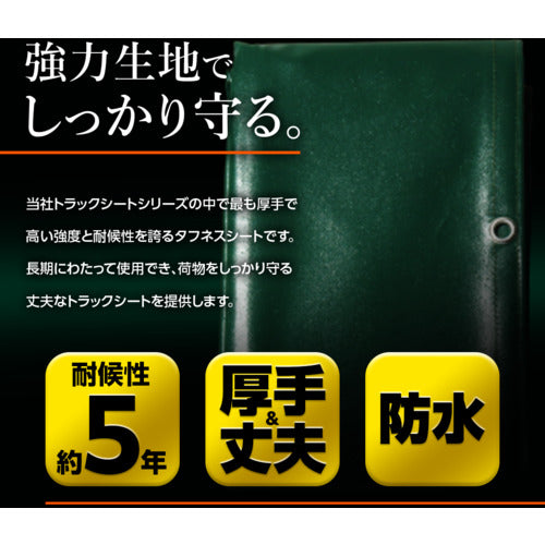 萩原 ターピー エステル帆布トラックシート 1号 軽トラック グリーン 1.9m×2.1m