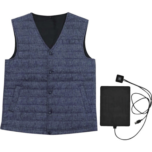 室谷 MX1642 中綿ヒーターベスト デニムブルー 3L