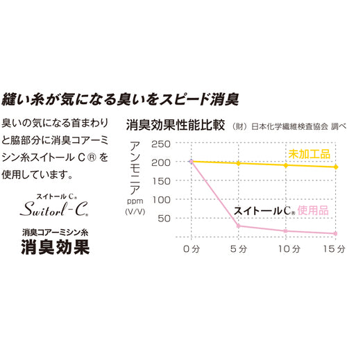 おたふく 冷感 消臭 パワーストレッチ半袖ハイネックシャツ ブラック LL
