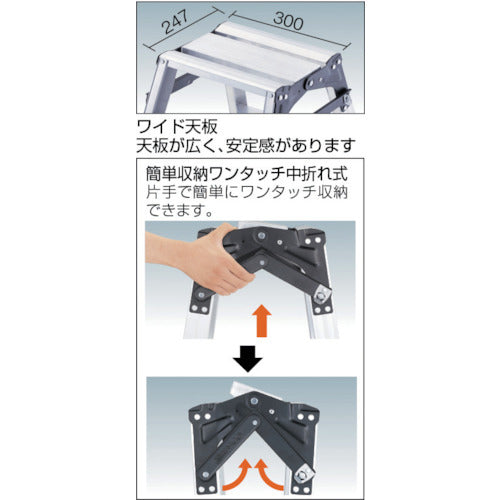 TRUSCO はしご兼用脚立 アルミ合金製・脚カバー付 高さ1.11m