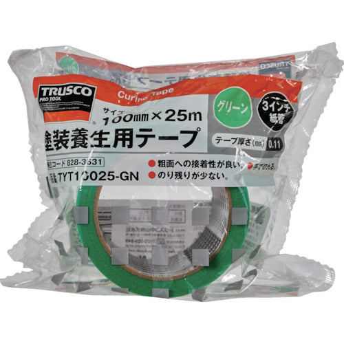 TRUSCO 塗装養生用テープ グリーン 100X25
