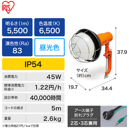 IRIS 521625 PROLEDS クランプ式交換電球型投光器5500lm