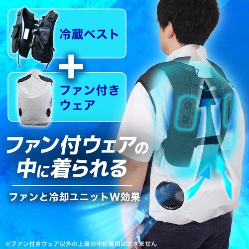 サンコー デュアルユニットで強力冷却 ハーネス対応冷蔵ベスト フリーサイズ